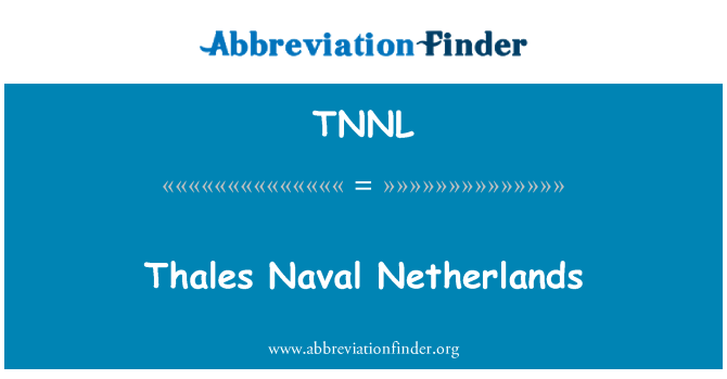 TNNL: Netherlands baz Naval Thales