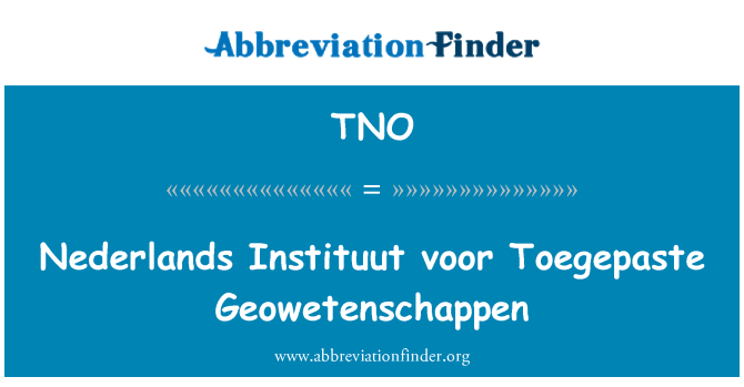 TNO: Nederlands Instituut voor Toegepaste Geowetenschappen