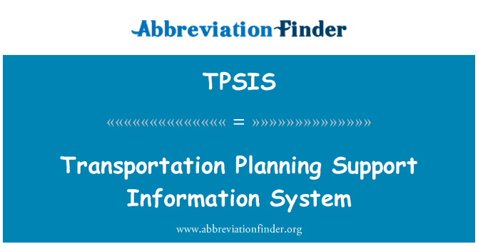TPSIS: It-trasportazzjoni ippjanar appoġġ informazzjoni tas-sistema
