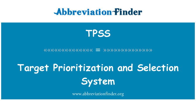 TPSS: Doel prioritering en selectie systeem