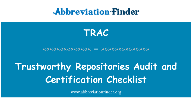 TRAC: Zanesljiv počivališče revizijo in certificiranje kontrolni seznam