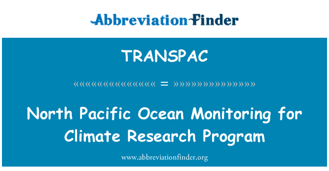TRANSPAC: Északi óceáni éghajlat Kutatási Program Monitoring