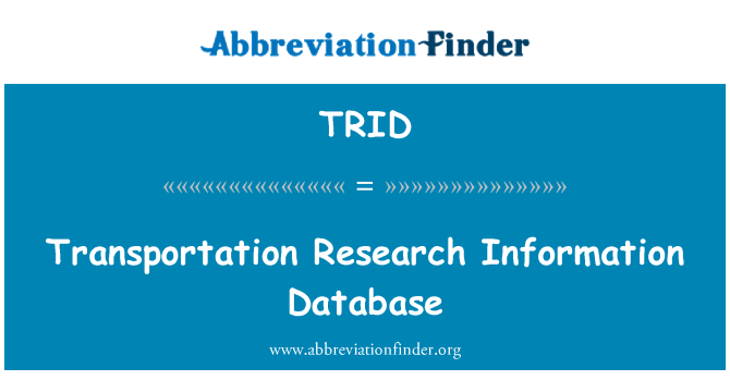 TRID: Dopravní výzkum informační databáze