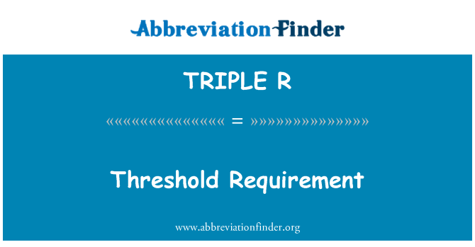 TRIPLE R: Prag uvjet