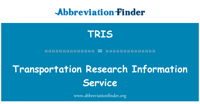 TRIS: שירות מידע למחקר תחבורה