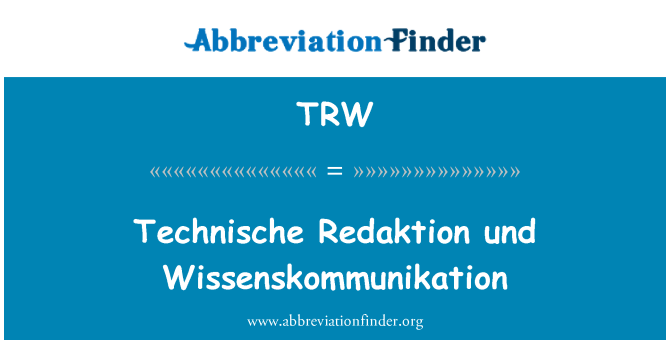 TRW: Technische 편집 국 und Wissenskommunikation