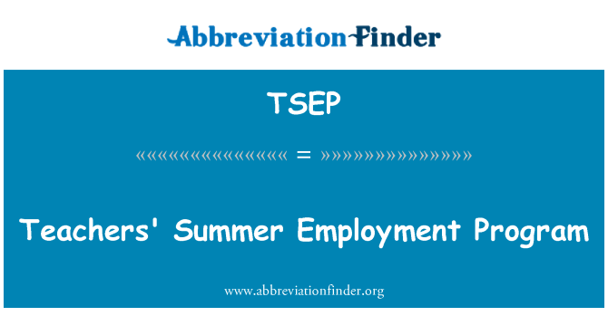 TSEP: Teachers' Summer Employment Program
