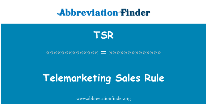 TSR: Telefarchnata gwerthiant Rheol