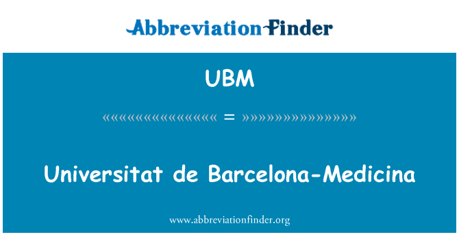 UBM: Universitat דה ברצלונה-רפואה...