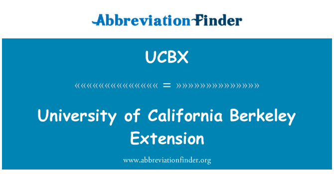 UCBX: University of California Berkeley Extension
