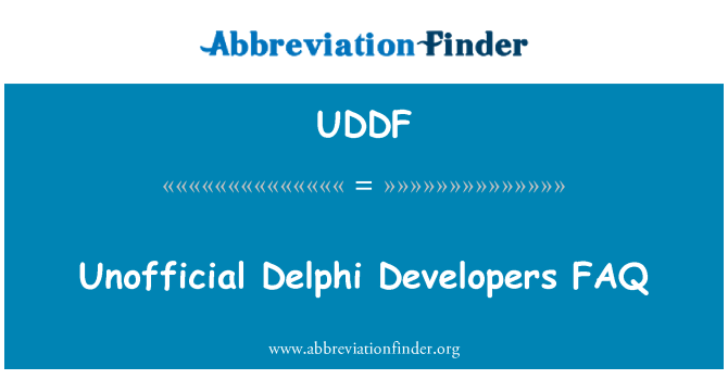 UDDF: 非官方的 Delphi 开发常见问题