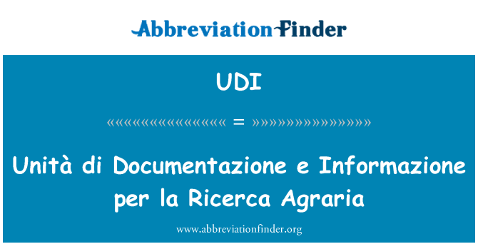 UDI: Per la Ricerca Agraria Unità di Documentazione e Informazione