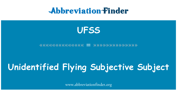 UFSS: Unidentifizierte fliegende subjektive Subjekt
