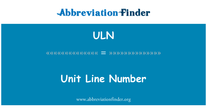 ULN: Numero di linea unità