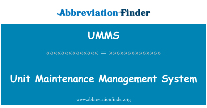 UMMS: Unit Maintenance Management System