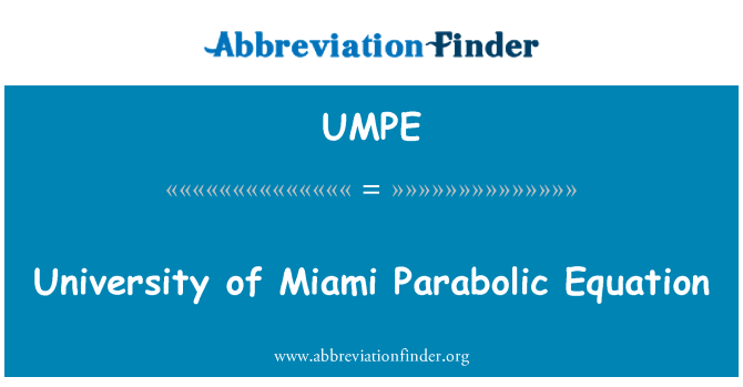 UMPE: Universidade de Miami equação parabólica