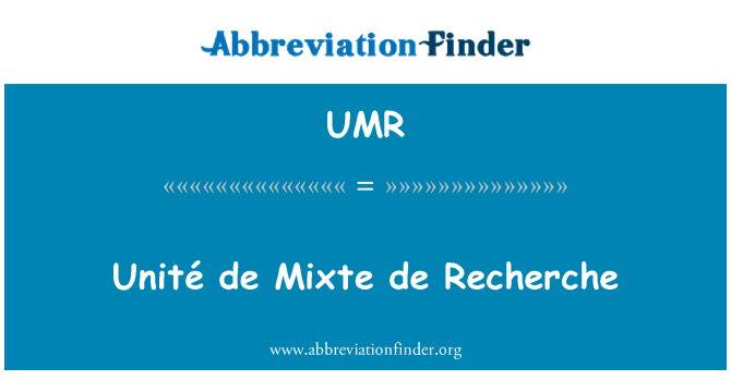 UMR: Unité de Mixte de Recherche