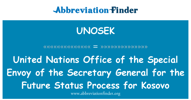 UNOSEK: United Nations Office särskilda sändebud för Kosovos framtida Status för Kosovo generalsekreterare