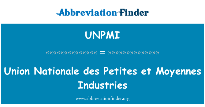 UNPMI: Union Nationale des Petites et Moyennes индустрии