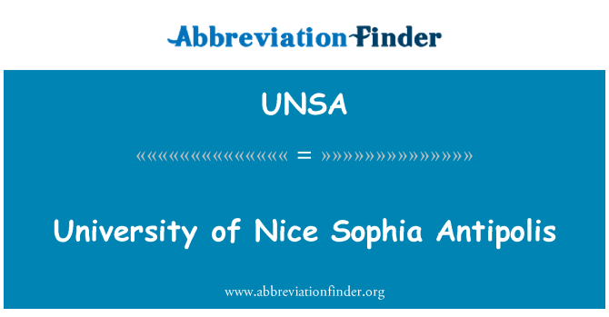 UNSA: University of Nice Sophia Antipolis