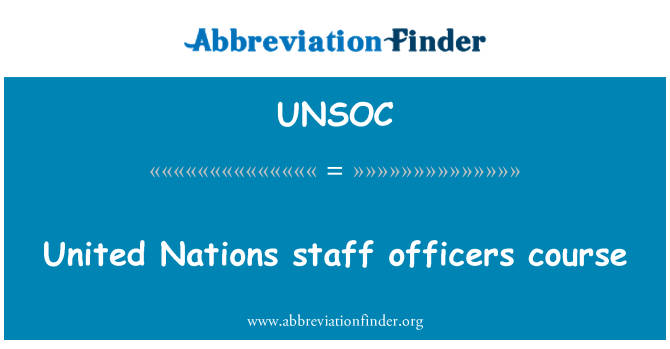 UNSOC: Corso ufficiali di personale delle Nazioni Unite