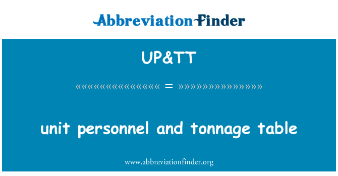 UP&TT: Personal und Tonnage Einheitentabelle