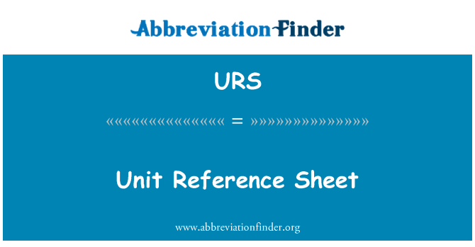 URS: Egység Reference Sheet