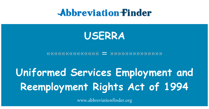 USERRA: Uniformed Services Employment and Reemployment Rights Act of 1994