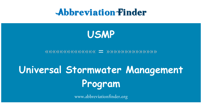 USMP: Universal Stormwater Management Program