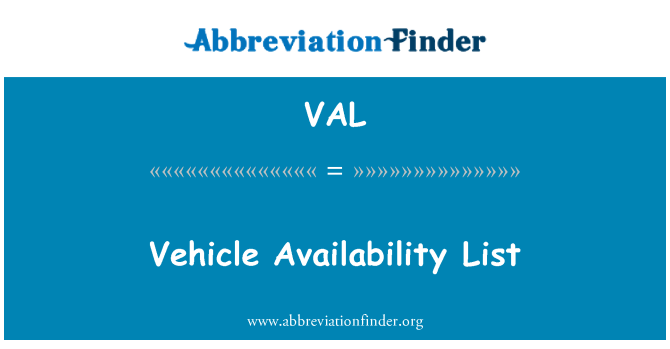 VAL: Vehicle Availability List