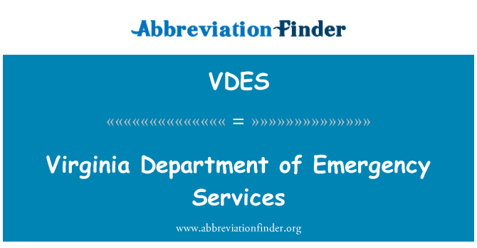 VDES: Departament d'emergència Virginia serveis