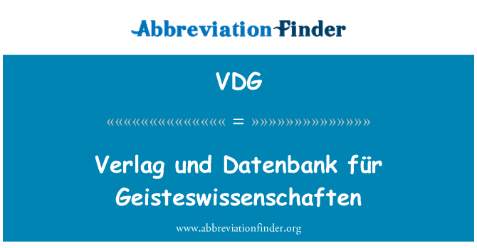 VDG: 出版社和 Datenbank 德國人文社會科學
