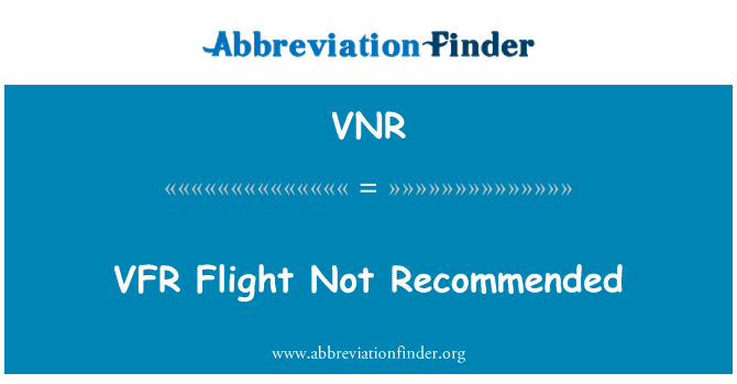VNR: Vol VFR non recommandé