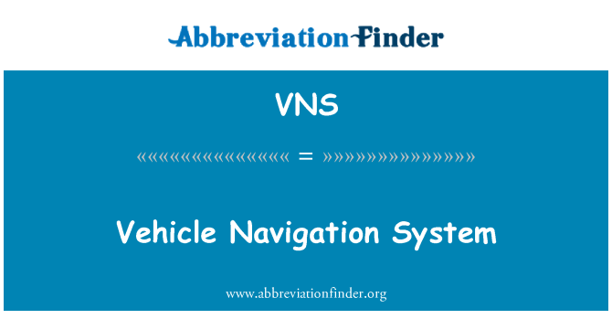 VNS: Vozilu navigacijski sistem