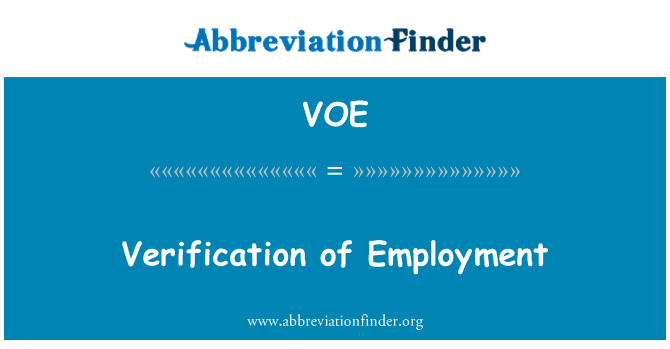 VOE: Verification of Employment