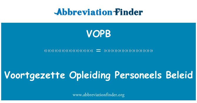 VOPB: Voortgezette Opleiding Personeels Beleid