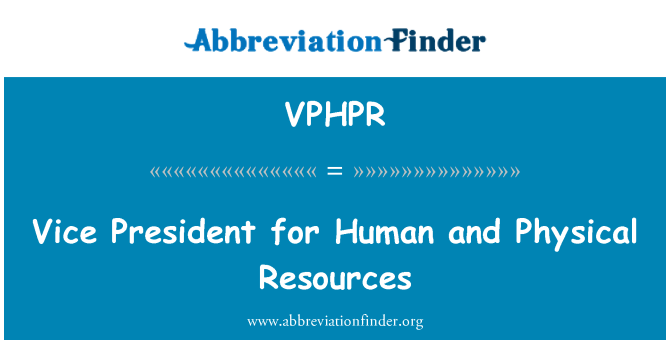 VPHPR: Viceprezident pro lidských a fyzických zdrojů