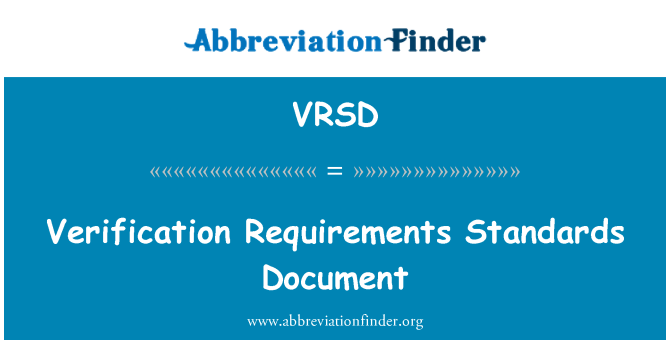 VRSD: Id-dokument ta ' Standards tal-ħtiġiet tal-verifika