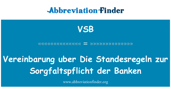 VSB: Vereinbarung uber marw Standesregeln zur Sorgfaltspflicht der Banken