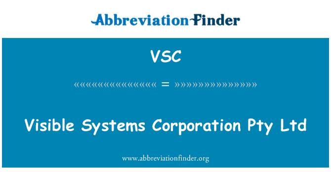 VSC: दृश्यमान सिस्टम्स निगम Pty लिमिटेड