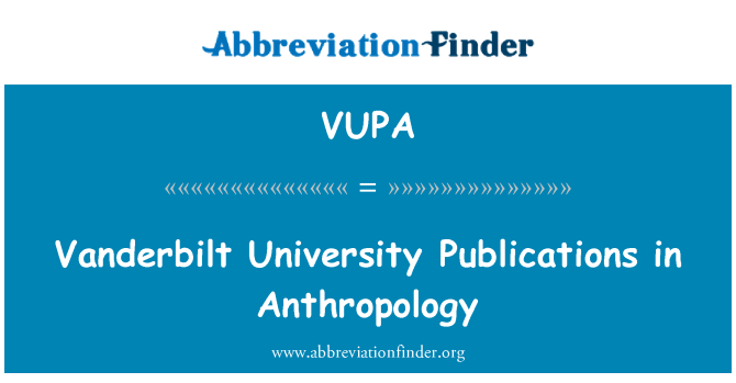 VUPA: 范德堡大學出版物在人類學
