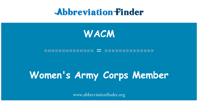 WACM: خواتین کی آرمی کور رکن