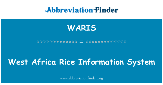 WARIS: Västra Afrika Rice informationssystem