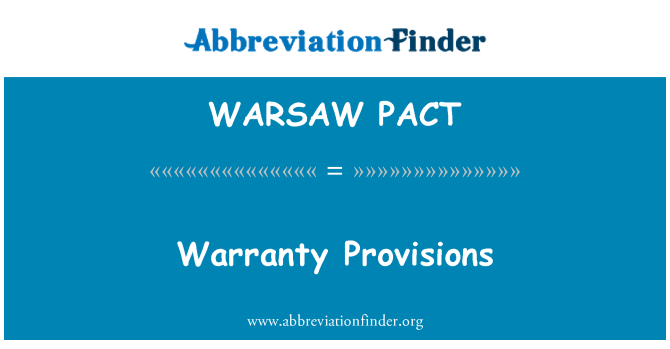 WARSAW PACT: Гаранционни клаузи