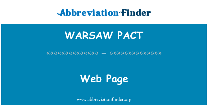 WARSAW PACT: Web Page