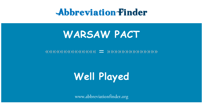 WARSAW PACT: Bra spelat