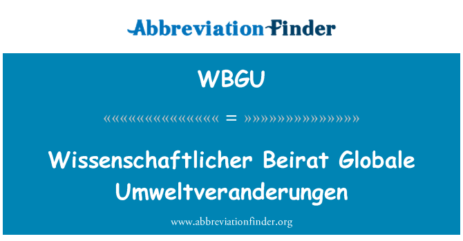 WBGU: Wissenschaftlicher Beirat Globale Umweltveranderungen