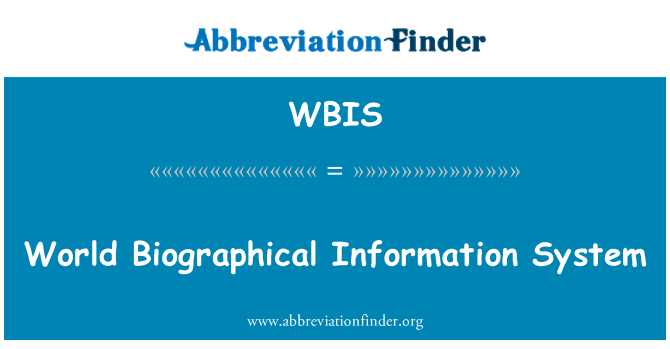 WBIS: World Biographical Information System