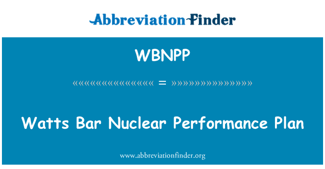 WBNPP: Watts Bar nukleare performanceplan