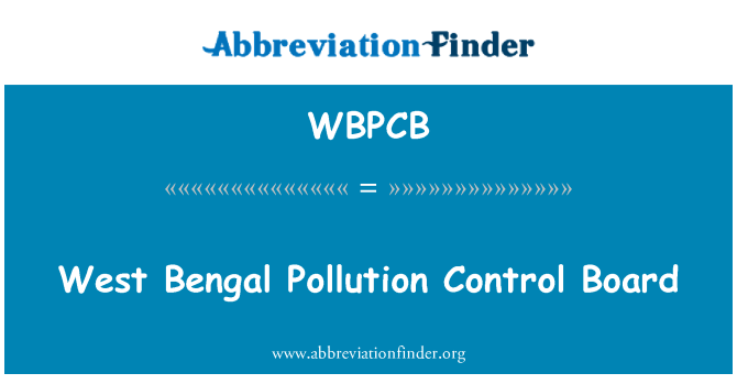 WBPCB: Δυτική Βεγγάλη πίνακας ελέγχου της ρύπανσης